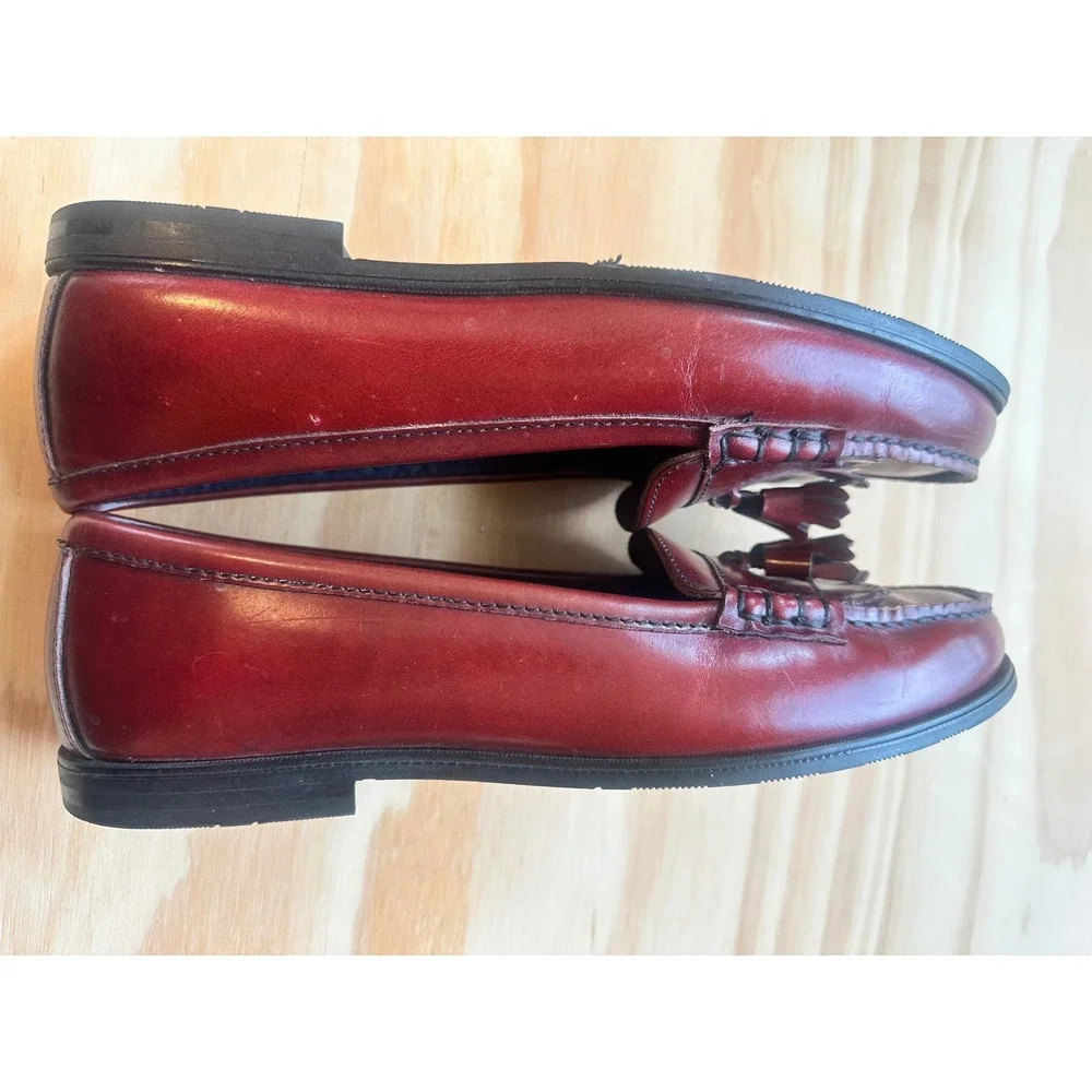 GH Bass Tassel Loafers Burgundy Leather Kiltie Made in USA Womens 9.5 M
